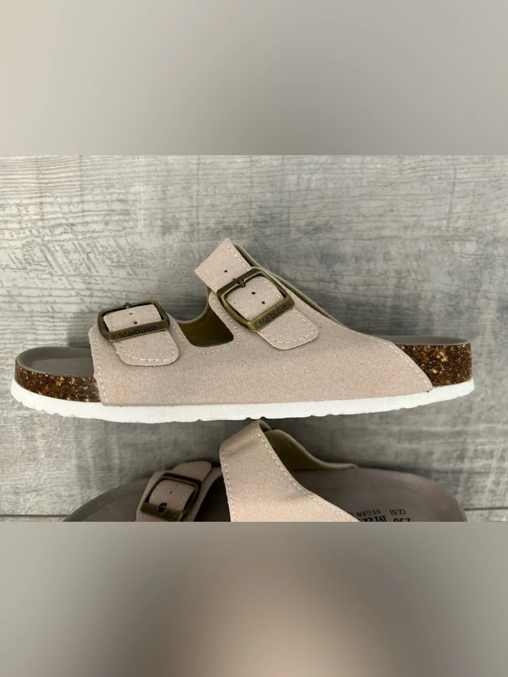 NWT Maibulun Double Strap Suede Footbed Sandal Size 40/ US 8 Beige